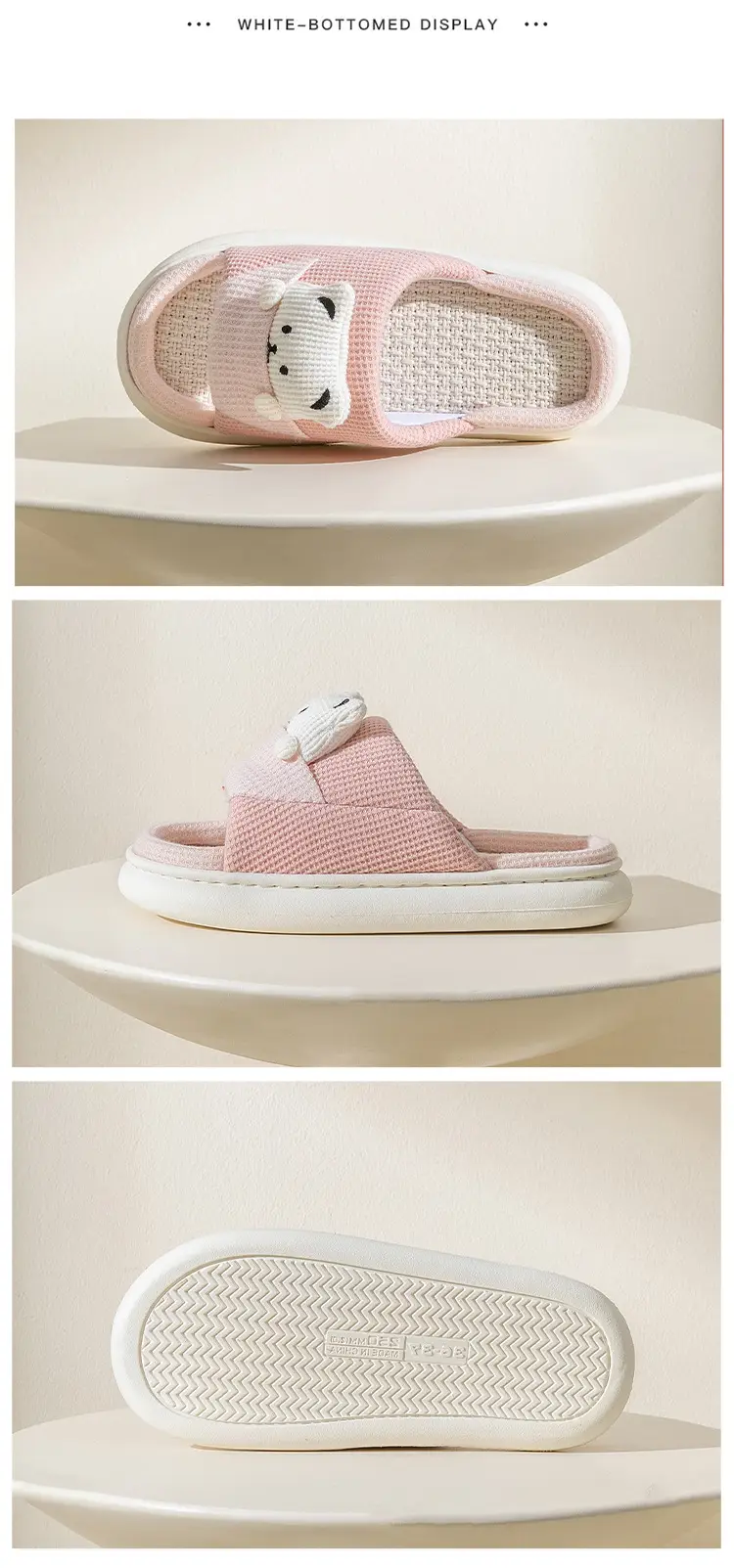 New Home Mute Feeling Cartoon Practical Cotton Slippers Spring Linen Slippers Women's Thick Sole Fashion Wholesale — feature 20