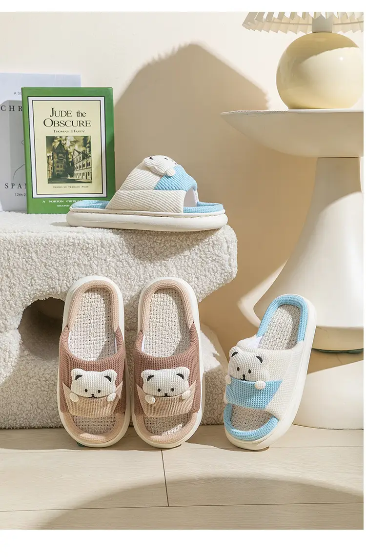New Home Mute Feeling Cartoon Practical Cotton Slippers Spring Linen Slippers Women's Thick Sole Fashion Wholesale — feature 4