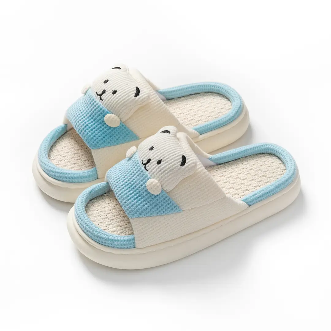New Home Mute Feeling Cartoon Practical Cotton Slippers Spring Linen Slippers Women's Thick Sole Fashion Wholesale