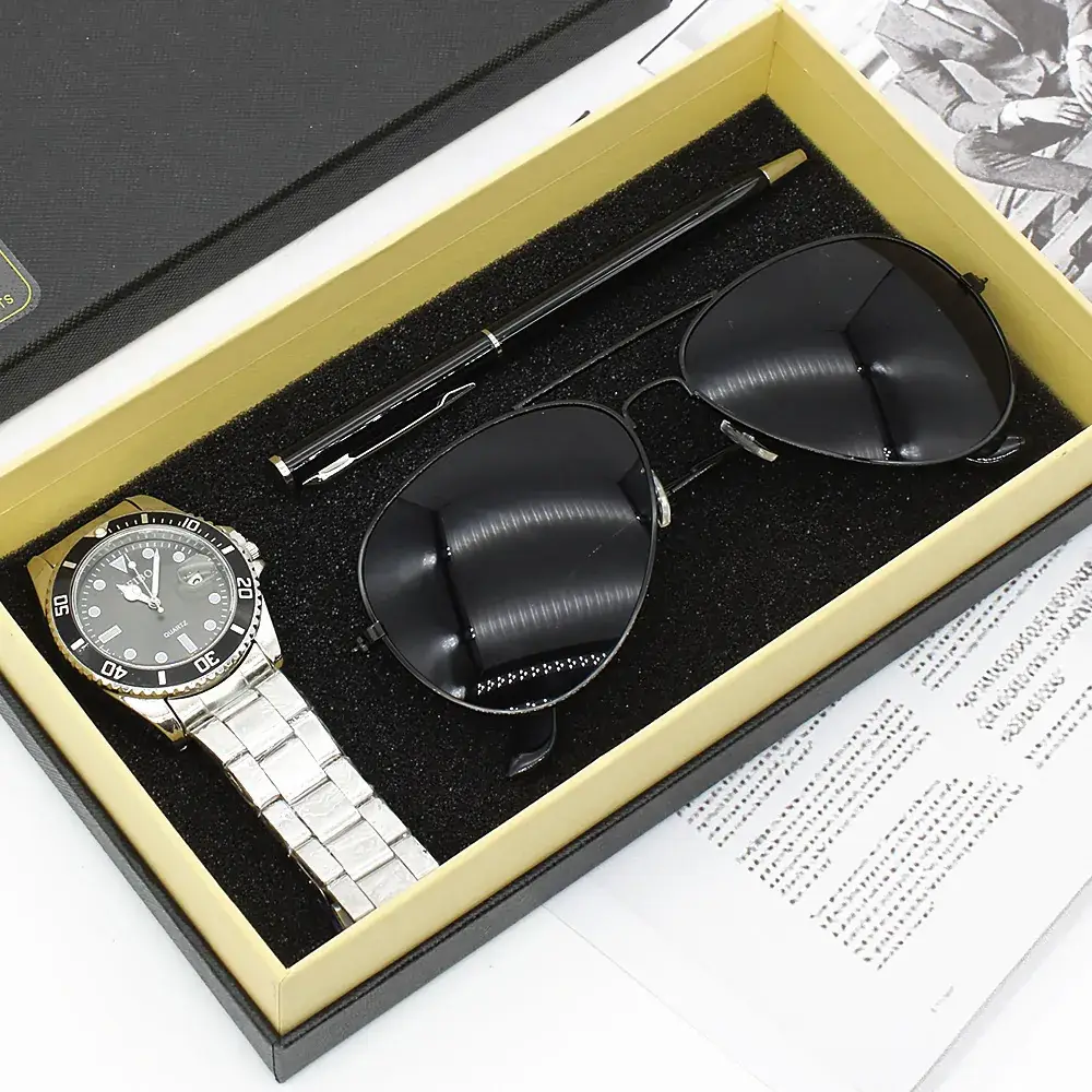 Men's Cross-Border Quartz Watch with Sunglasses Set - Image 3