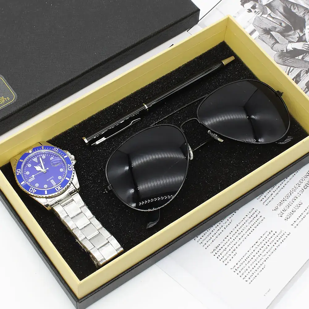 Men's Cross-Border Quartz Watch with Sunglasses Set - Image 2
