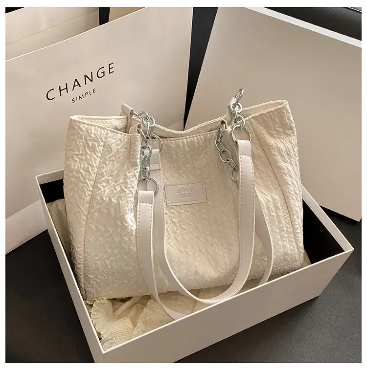 Women's Large Capacity Embroidered Shoulder Bag Beige — feature 36