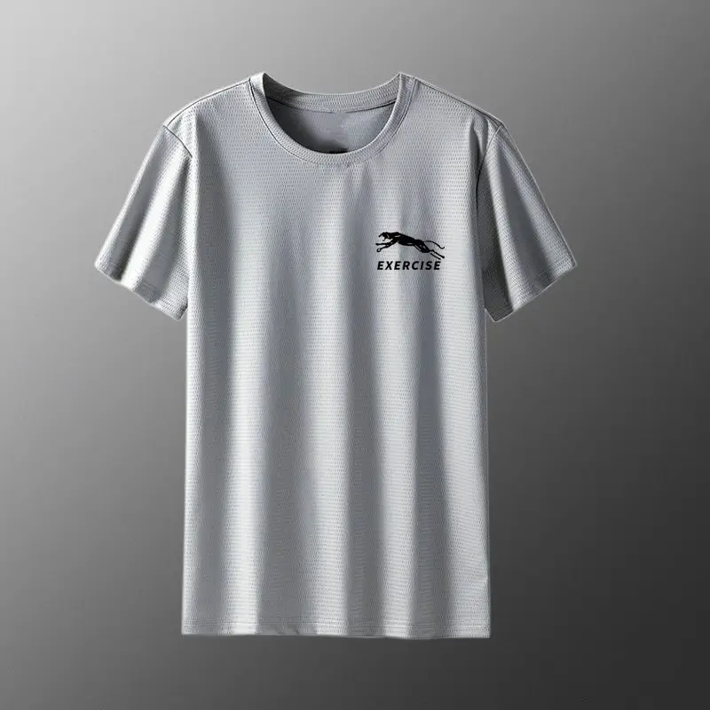 Men's Grey Ice Silk T-Shirt Loose Large — feature 14