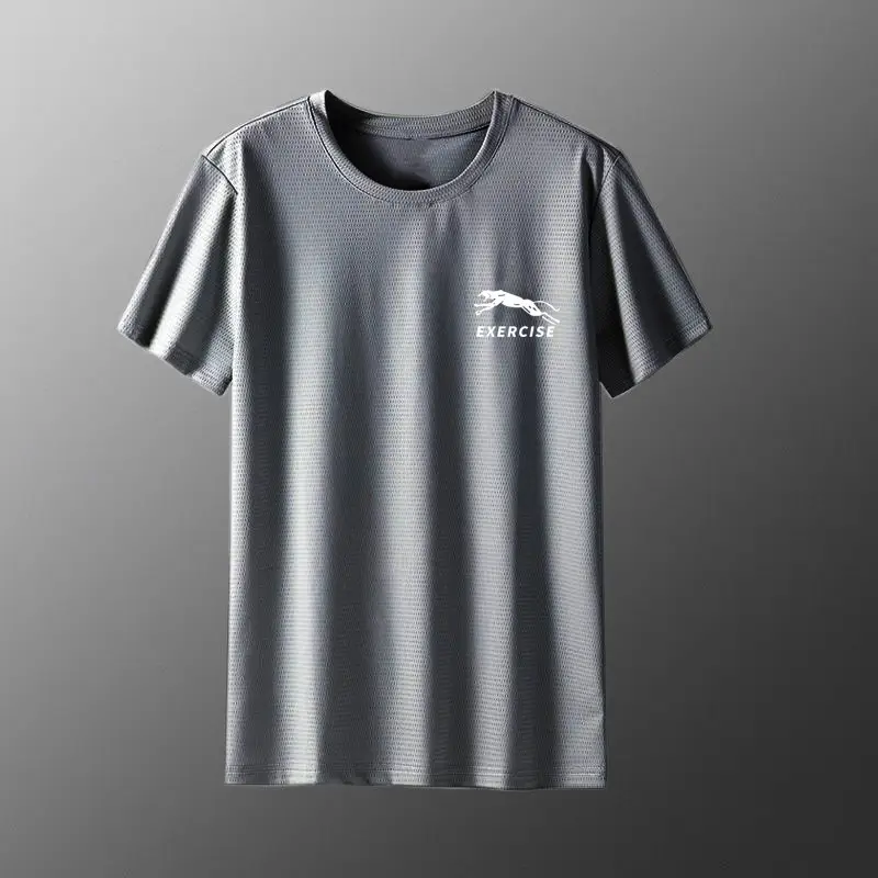 Men's Grey Ice Silk T-Shirt Loose Large — feature 15