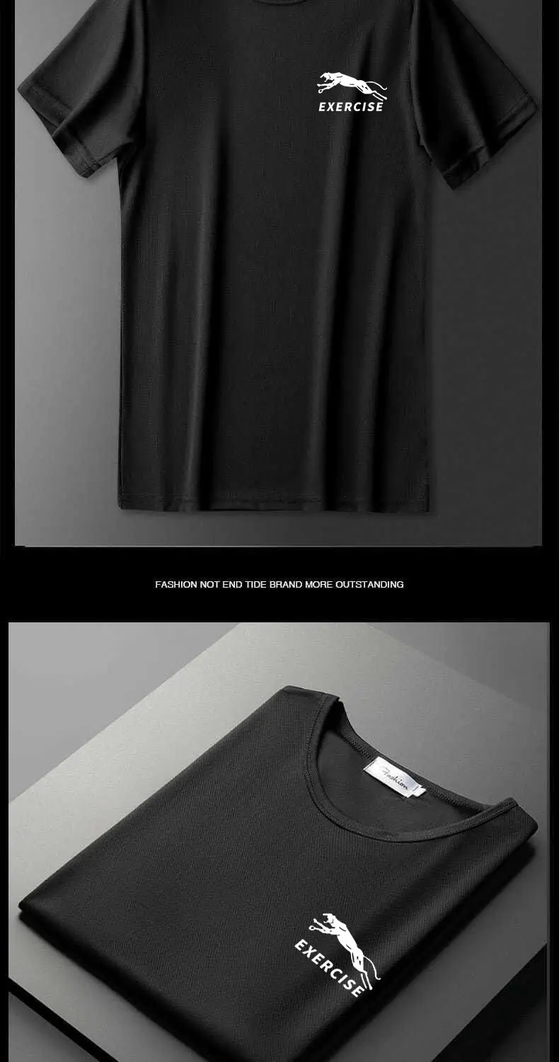 Men's Grey Ice Silk T-Shirt Loose Large — feature 9