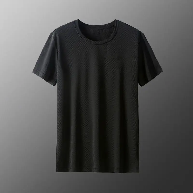 Men's Grey Ice Silk T-Shirt Loose Large