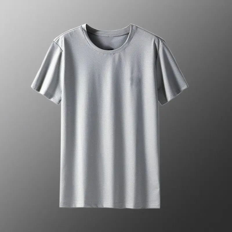 Men's Grey Ice Silk T-Shirt Loose Large