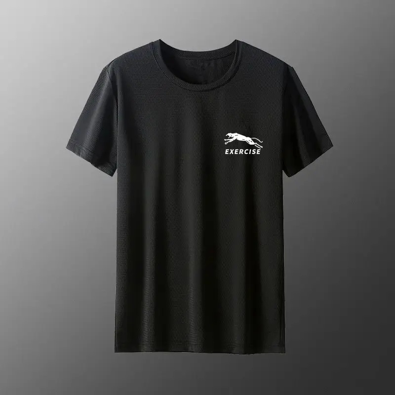 Men's Grey Ice Silk T-Shirt Loose Large