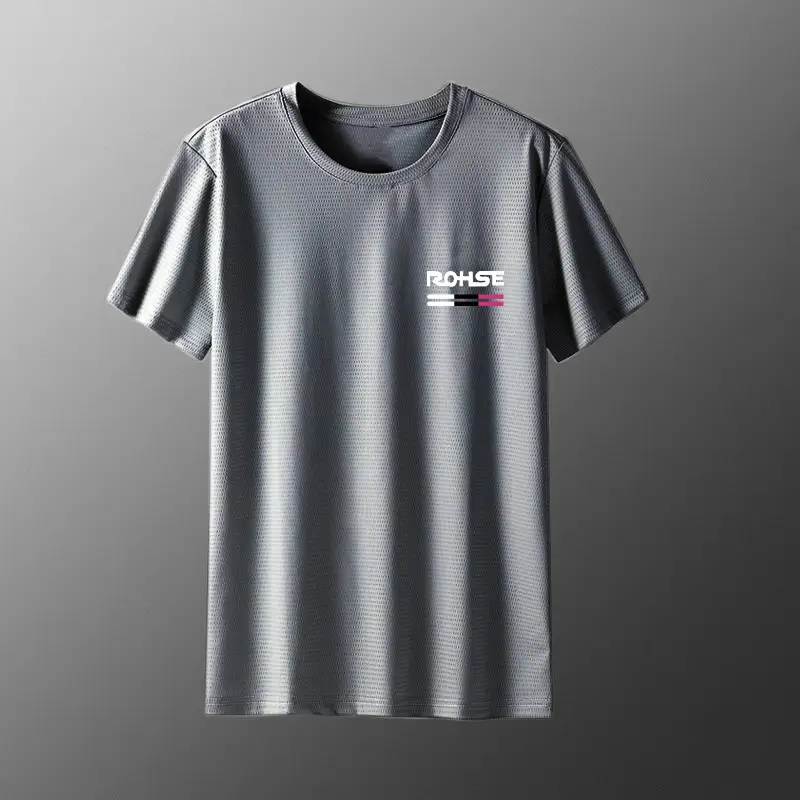 Men's Grey Ice Silk T-Shirt Loose Large
