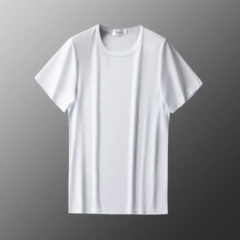 Men's Grey Ice Silk T-Shirt Loose Large
