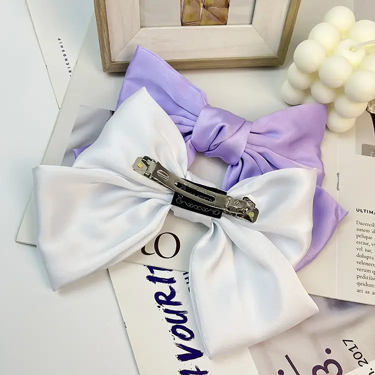Japanese Style Satin Bow Hairpin Navy Blue — feature 14