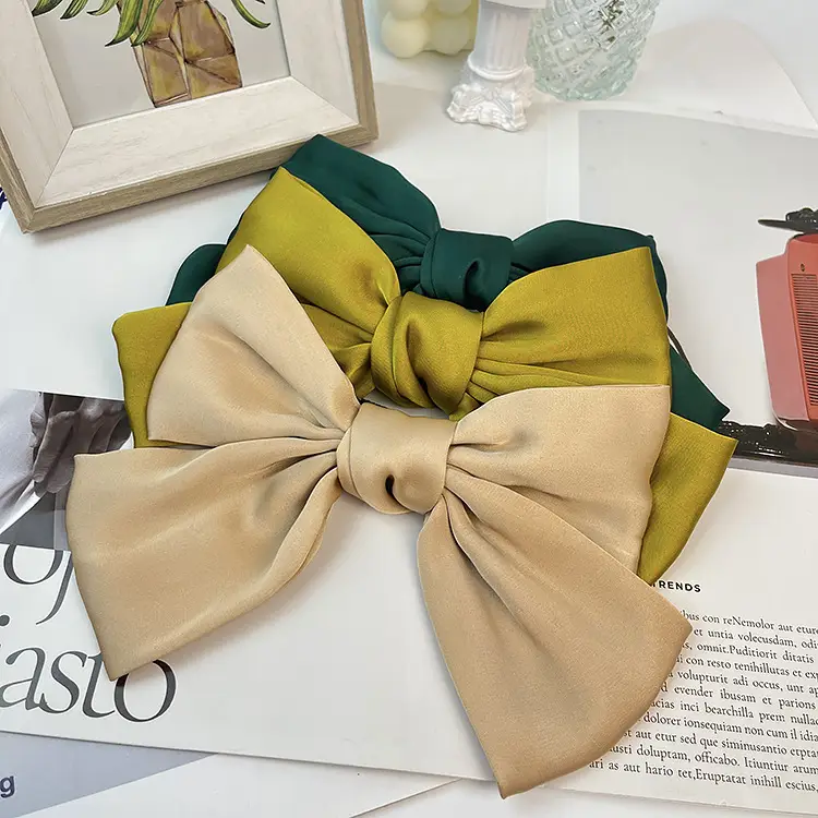 Japanese Style Satin Bow Hairpin Navy Blue — feature 25