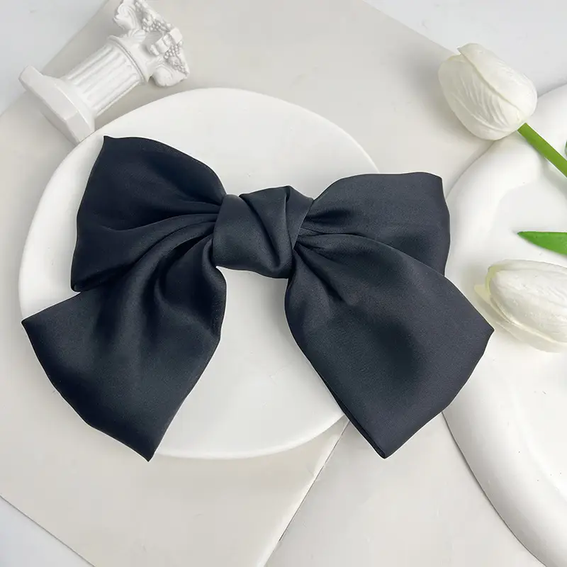 Japanese Style Satin Bow Hairpin Navy Blue — feature 29