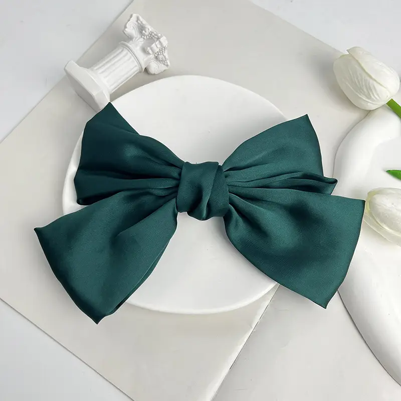 Japanese Style Satin Bow Hairpin Navy Blue — feature 31