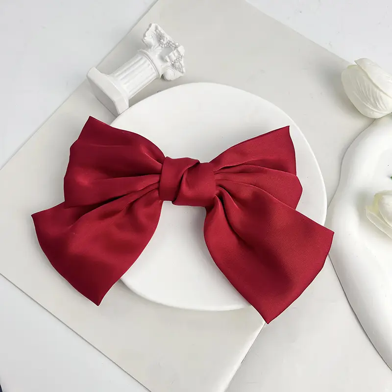 Japanese Style Satin Bow Hairpin Navy Blue — feature 32