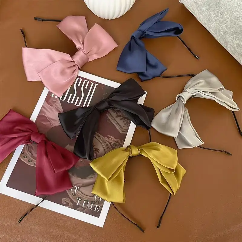 Japanese Style Satin Bow Hairpin Navy Blue — feature 38