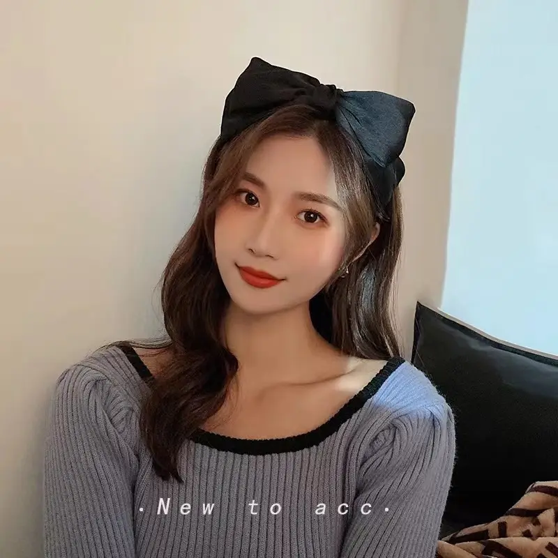 Japanese Style Satin Bow Hairpin Navy Blue — feature 40