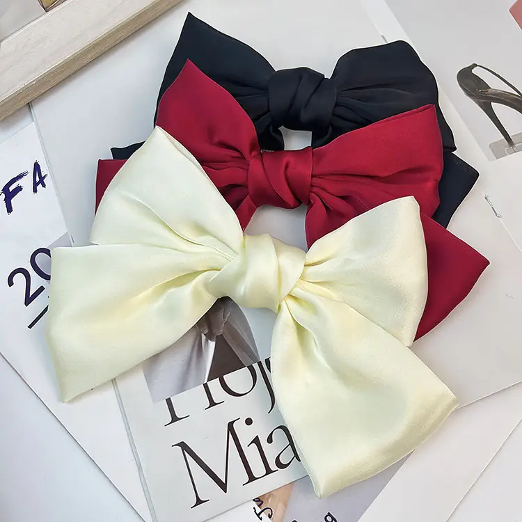 Japanese Style Satin Bow Hairpin Navy Blue — feature 7