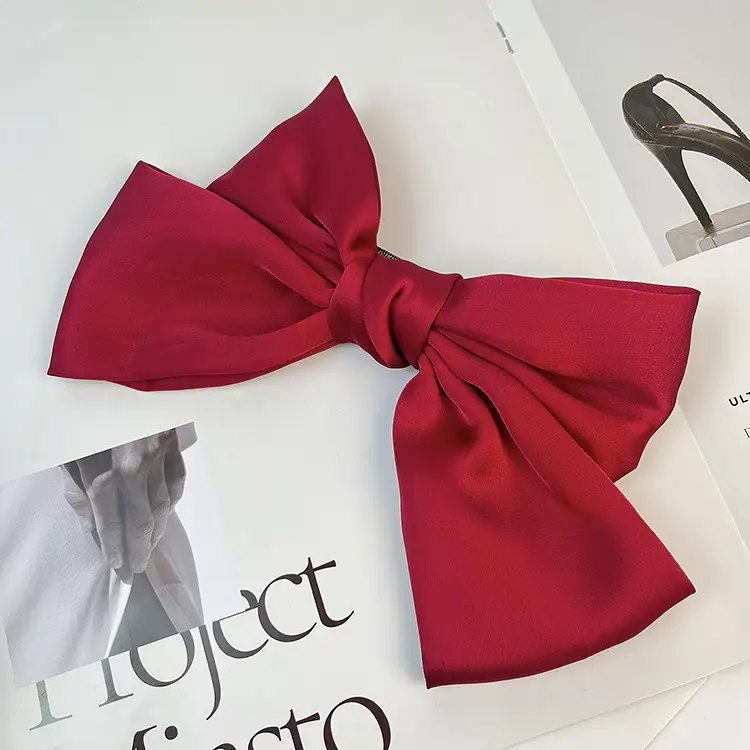Japanese Style Satin Bow Hairpin Navy Blue — feature 8