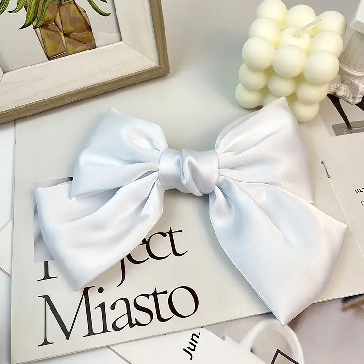 Japanese Style Satin Bow Hairpin Navy Blue — feature 17