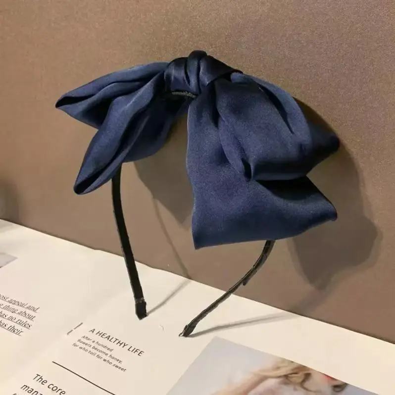 Japanese Style Satin Bow Hairpin Navy Blue - Image 49