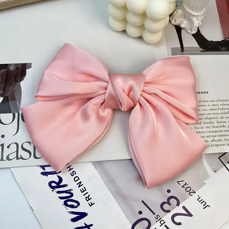 Japanese Style Satin Bow Hairpin Navy Blue - Image 6