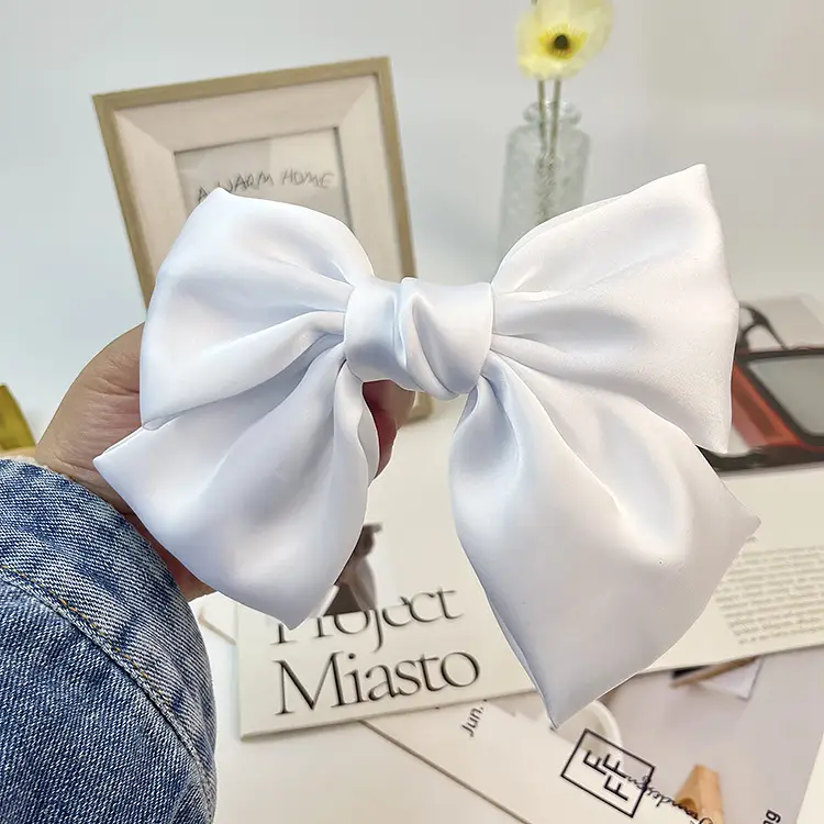 Japanese Style Satin Bow Hairpin Navy Blue - Image 3