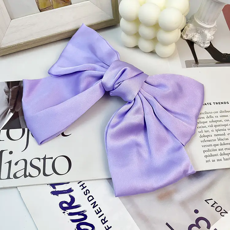 Japanese Style Satin Bow Hairpin Navy Blue - Image 7
