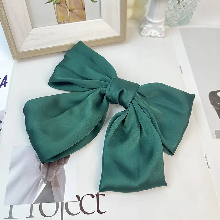 Japanese Style Satin Bow Hairpin Navy Blue - Image 8