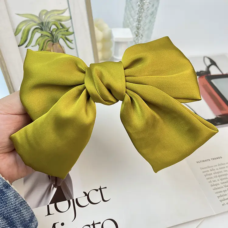 Japanese Style Satin Bow Hairpin Navy Blue - Image 9