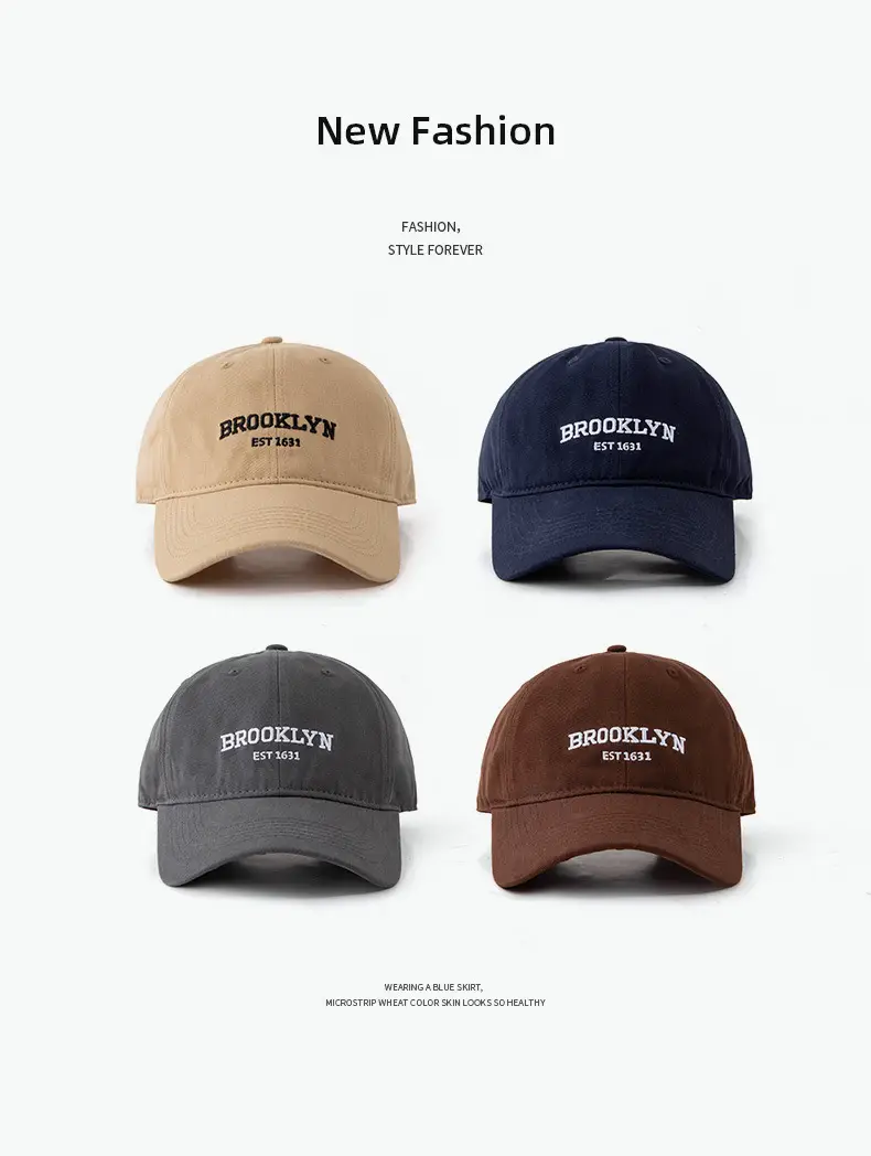 Brooklyn Embroidered Baseball Cap Tan Wide Brim — feature 1