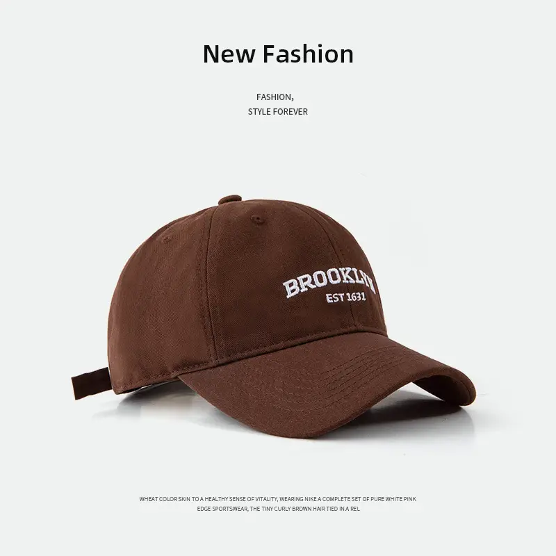 Brooklyn Embroidered Baseball Cap Tan Wide Brim - Image 5
