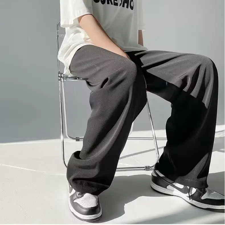 Men Ice Silk Draping Pants Blue White Casual Summer - Image 7