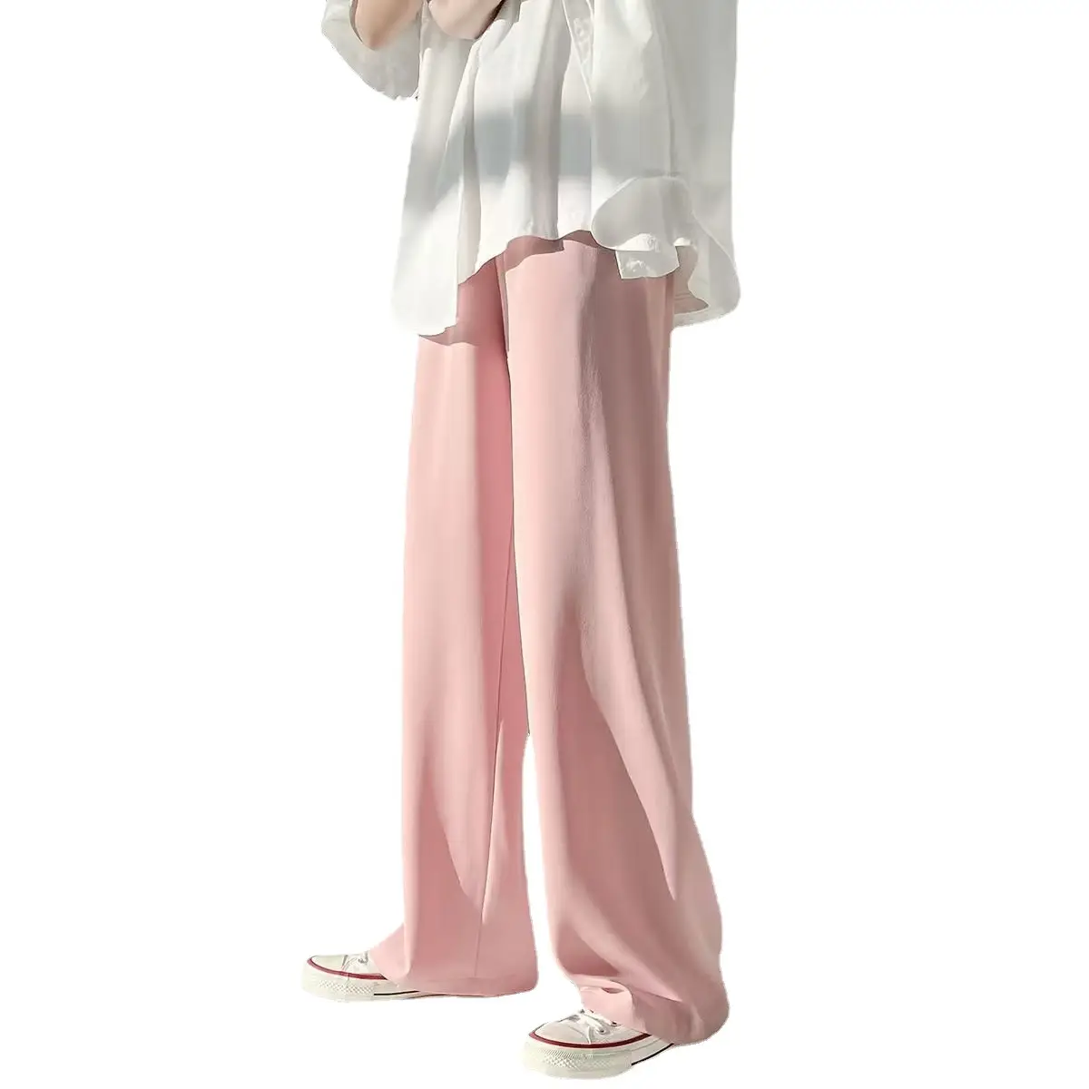 Men Ice Silk Draping Pants Blue White Casual Summer - Image 8