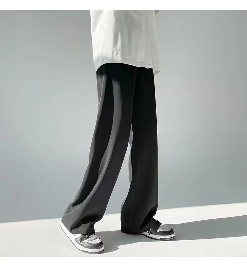 Men Ice Silk Draping Pants Blue White Casual Summer — feature 10