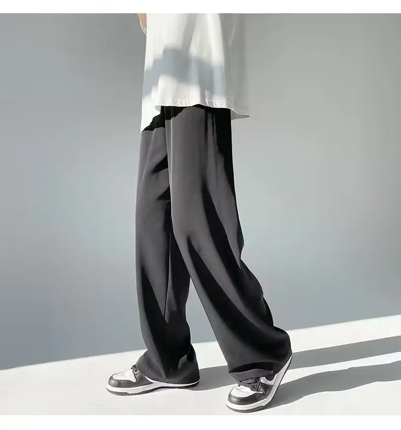 Men Ice Silk Draping Pants Blue White Casual Summer — feature 11