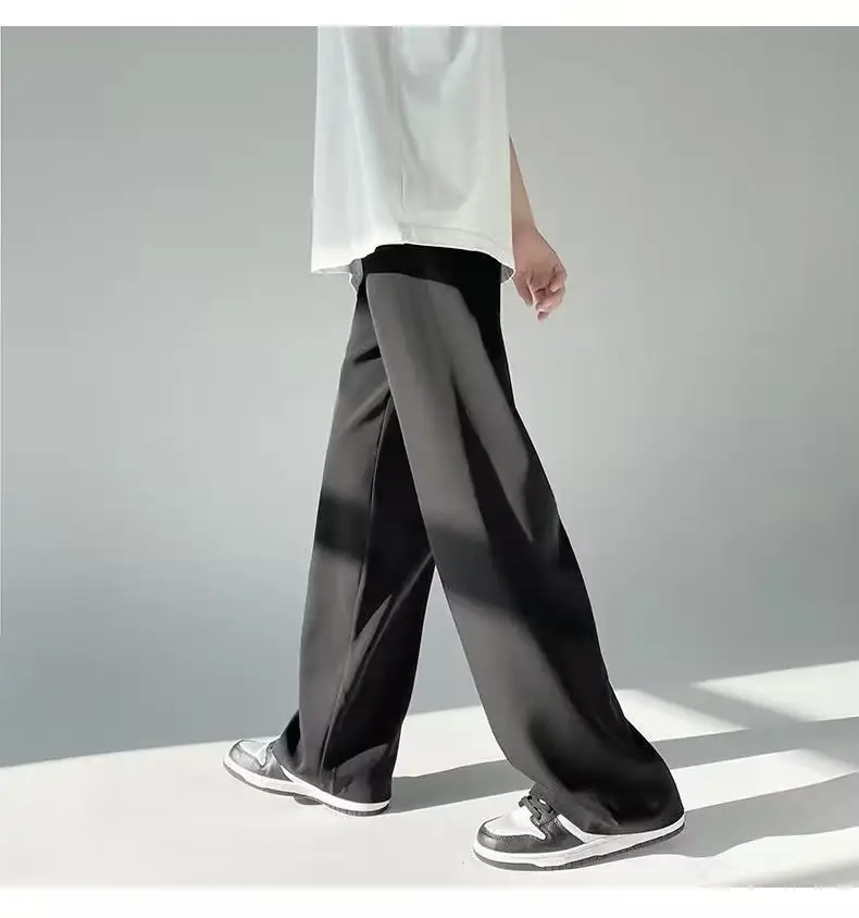 Men Ice Silk Draping Pants Blue White Casual Summer — feature 13