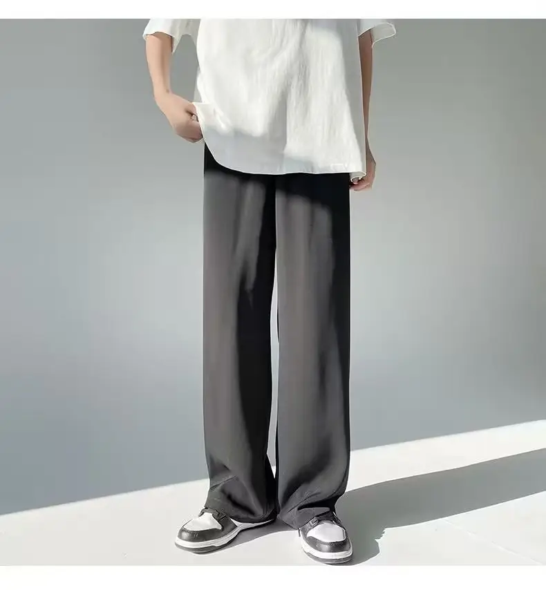 Men Ice Silk Draping Pants Blue White Casual Summer — feature 14