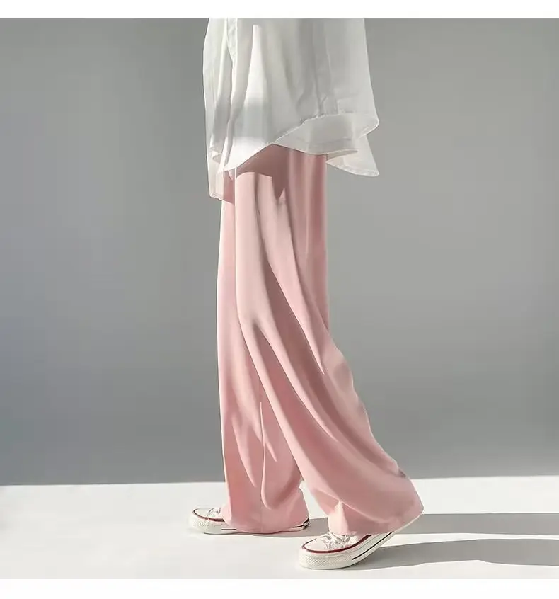 Men Ice Silk Draping Pants Blue White Casual Summer — feature 21