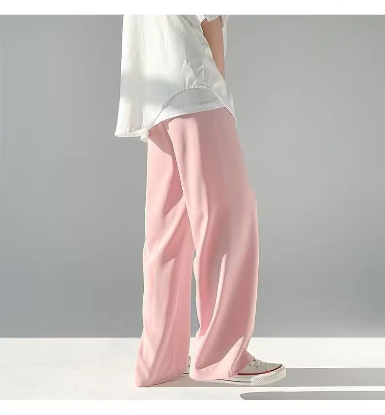 Men Ice Silk Draping Pants Blue White Casual Summer — feature 23
