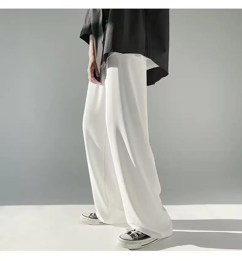 Men Ice Silk Draping Pants Blue White Casual Summer — feature 24