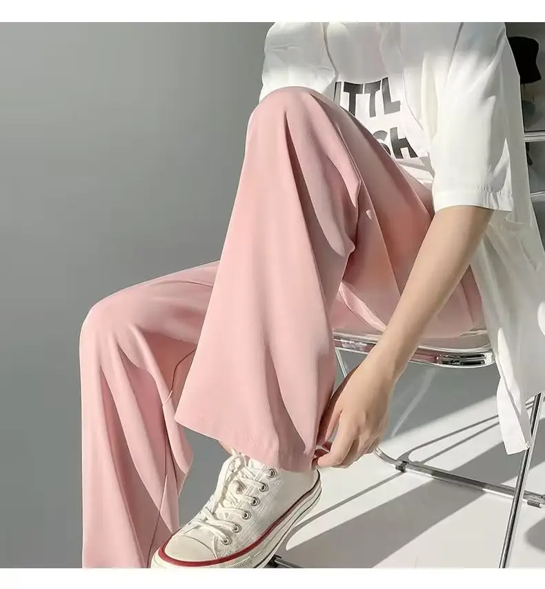Men Ice Silk Draping Pants Blue White Casual Summer — feature 26