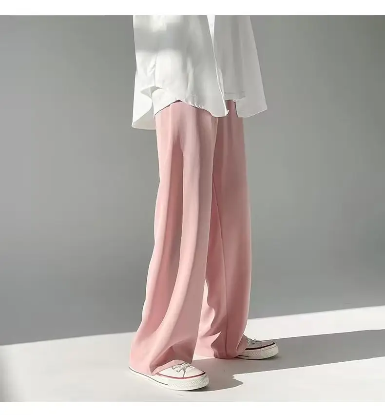 Men Ice Silk Draping Pants Blue White Casual Summer — feature 27