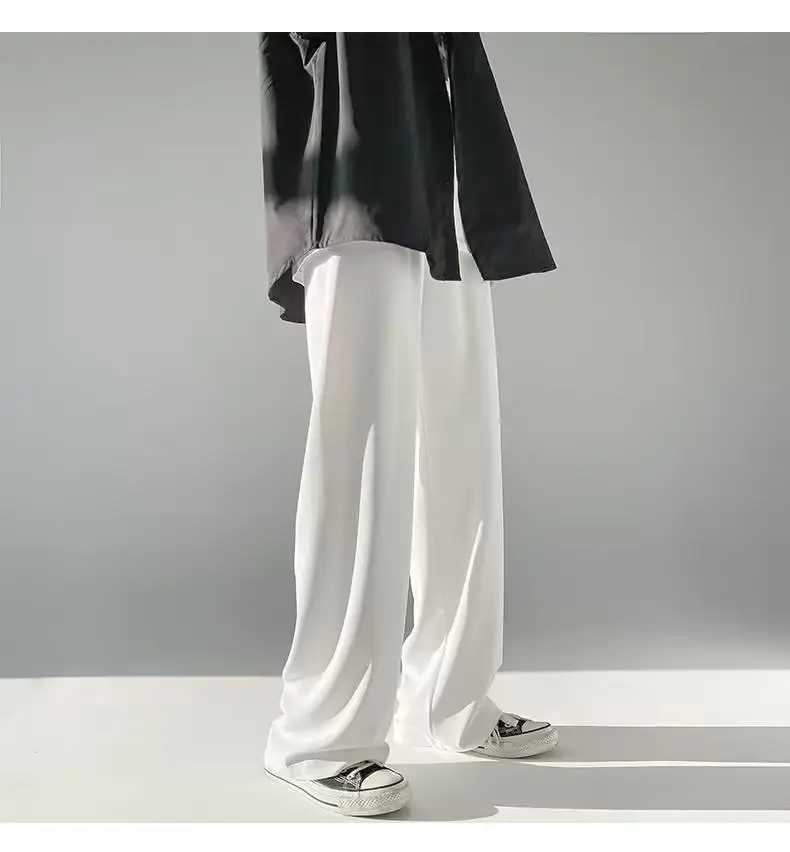 Men Ice Silk Draping Pants Blue White Casual Summer — feature 28