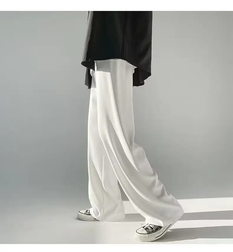 Men Ice Silk Draping Pants Blue White Casual Summer — feature 29