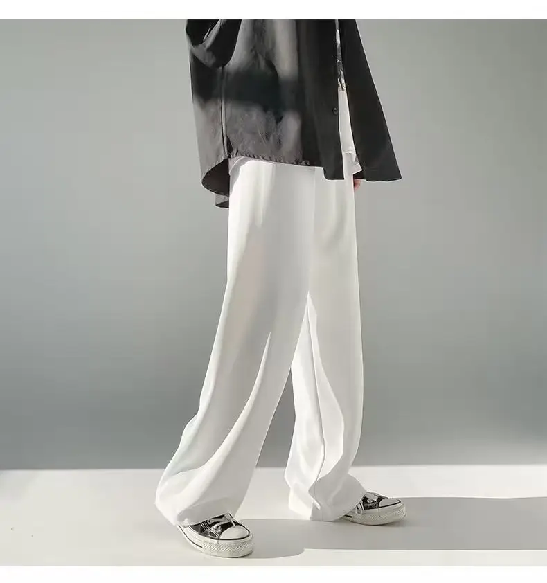 Men Ice Silk Draping Pants Blue White Casual Summer — feature 31
