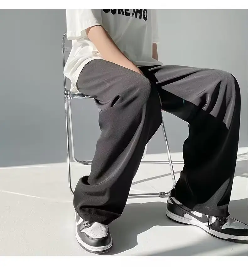 Men Ice Silk Draping Pants Blue White Casual Summer — feature 6