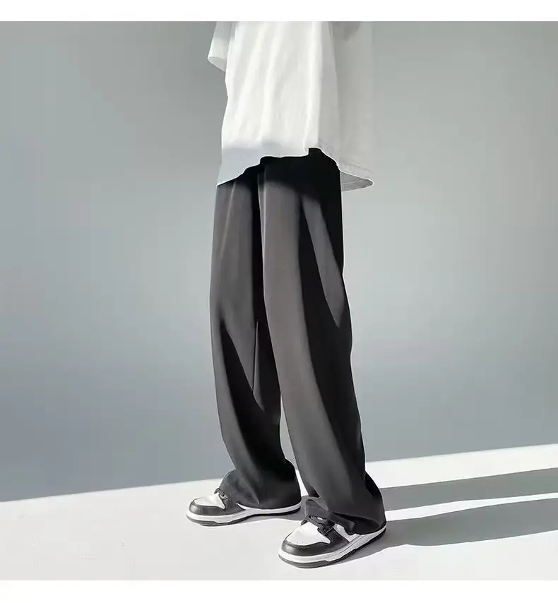 Men Ice Silk Draping Pants Blue White Casual Summer — feature 9