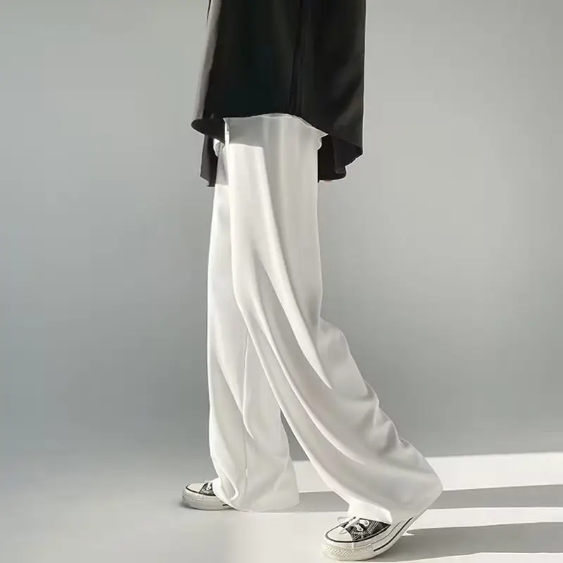 Men Ice Silk Draping Pants Blue White Casual Summer - Image 2