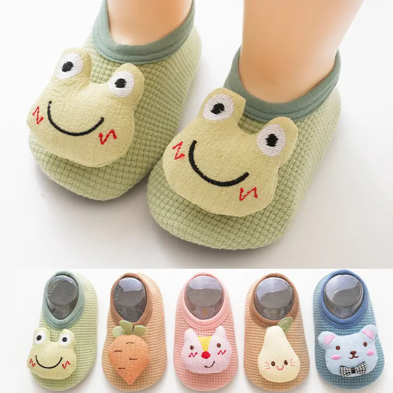 Soft Cartoon Frog Kids Socks Green Non-Slip - Image 9